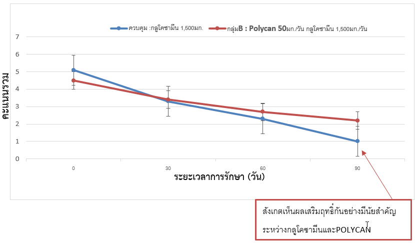 ผลการทำงานร่วมกันของ POLYCANT และกลูโคซามีน